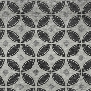 HomeRoots 8' X 10' Stylish Black and Ivory Geometric Area Rug - Washable, Durable for Indoor/Outdoor Spaces 691449