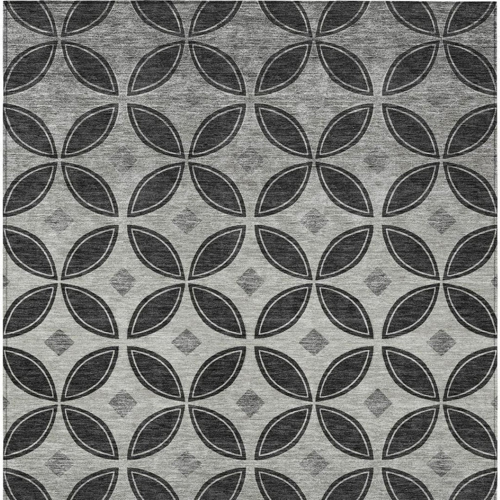 HomeRoots 9' X 12' Black And Ivory Geometric Area Rug - Stylish, Washable, Indoor/Outdoor Durability for Every Space 691450