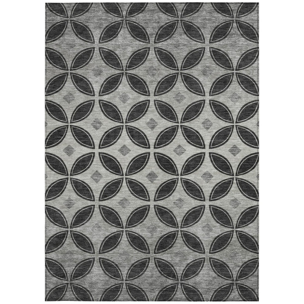 HomeRoots 10' Black and Ivory Geometric Washable Area Rug - Stylish, Durable, Indoor/Outdoor Design for Any Space 691451