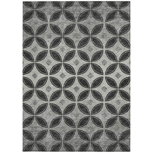 HomeRoots 10' Black and Ivory Geometric Washable Area Rug - Stylish, Durable, Indoor/Outdoor Design for Any Space 691451