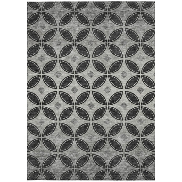 HomeRoots 10' Black and Ivory Geometric Washable Area Rug - Stylish, Durable, Indoor/Outdoor Design for Any Space 691451