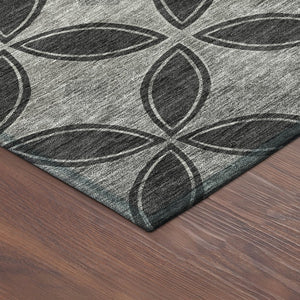 HomeRoots 10' Black and Ivory Geometric Washable Area Rug - Stylish, Durable, Indoor/Outdoor Design for Any Space 691451