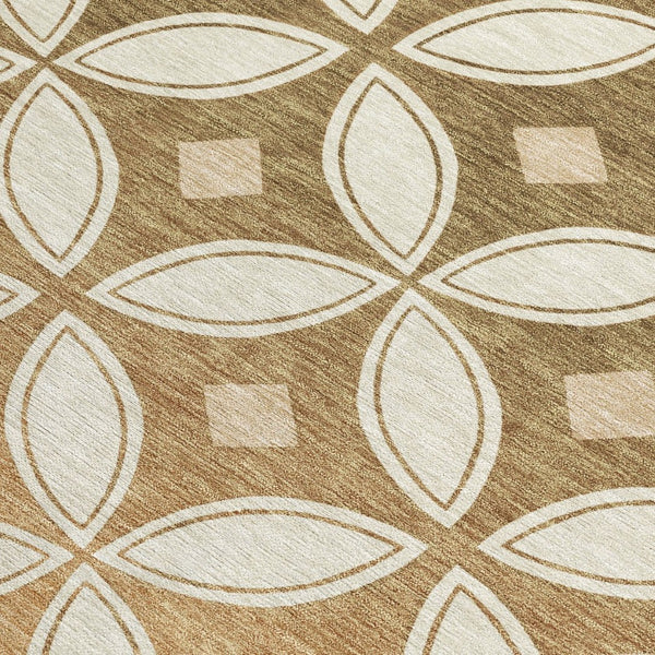 HomeRoots 10' Copper and Ivory Geometric Indoor-Outdoor Area Rug | Washable, Durable, Stain-Resistant Design 691457