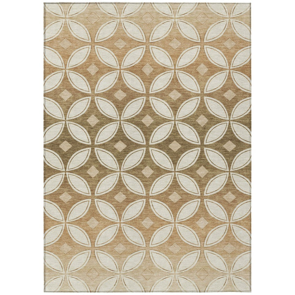 HomeRoots 10' Copper and Ivory Geometric Indoor-Outdoor Area Rug | Washable, Durable, Stain-Resistant Design 691457