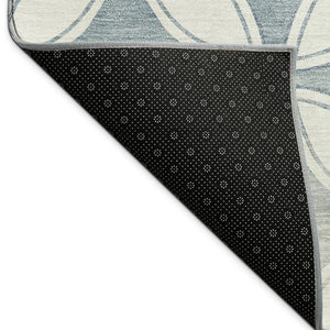 HomeRoots 5' X 8' Ivory and Blue Geometric Rug - Stylish, Washable, Durable Indoor/Outdoor Area Essential! 691459