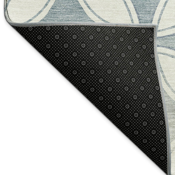 HomeRoots 5' X 8' Ivory and Blue Geometric Rug - Stylish, Washable, Durable Indoor/Outdoor Area Essential! 691459