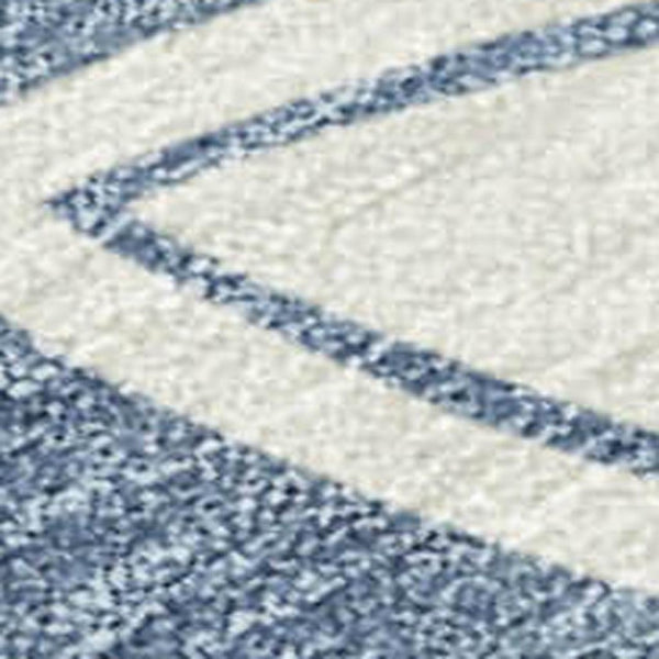HomeRoots 8' X 10' Ivory and Blue Geometric Indoor-Outdoor Area Rug – Stylish, Durable, Washable for Busy Homes! 691461