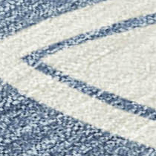 HomeRoots 9' X 12' Ivory and Blue Geometric Area Rug - Washable, Durable Design for Indoor & Outdoor Spaces 691462