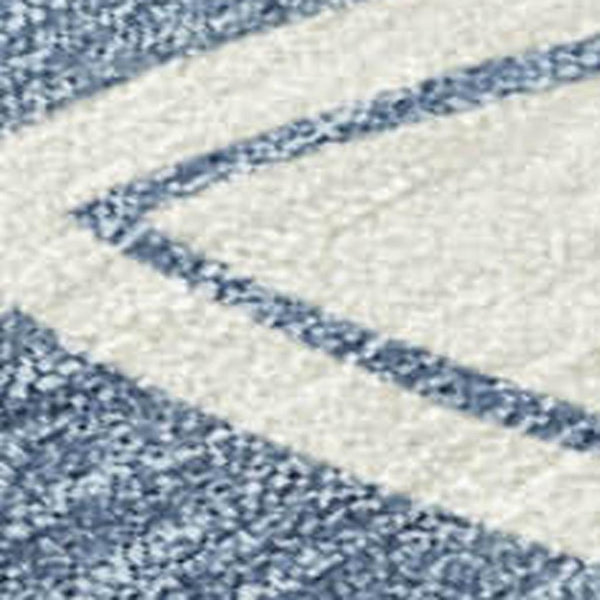 HomeRoots 10' Stylish Ivory and Blue Geometric Area Rug - Washable, Durable, Indoor/Outdoor Versatile Design! 691463