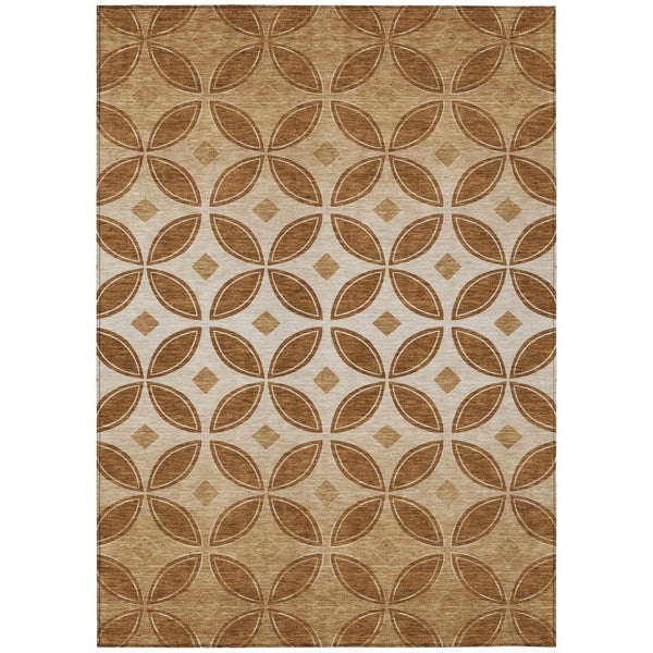 HomeRoots 10' X 14' Versatile Rust and Beige Geometric Area Rug - Durable, Washable, Indoor/Outdoor Style! 691469