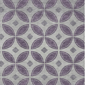 HomeRoots 5' Stylish Plum and Ivory Geometric Area Rug – Washable, Durable, Indoor/Outdoor Comfort & Design 691471
