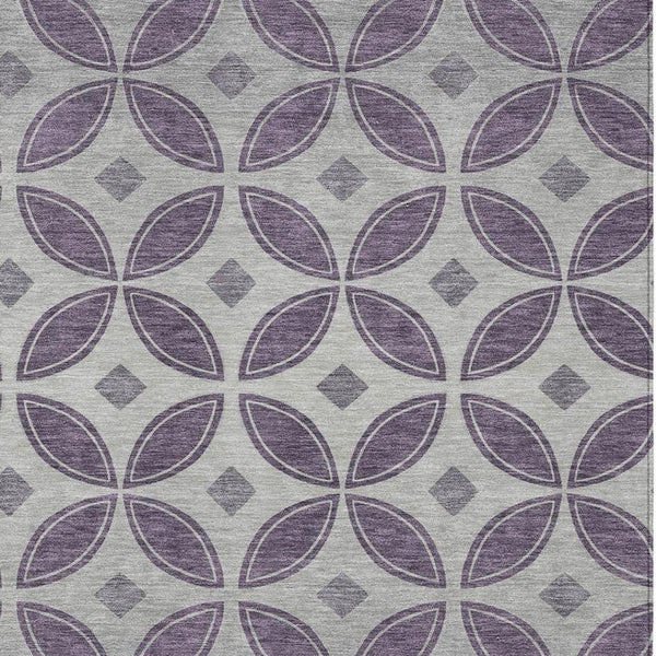 HomeRoots 5' Stylish Plum and Ivory Geometric Area Rug – Washable, Durable, Indoor/Outdoor Comfort & Design 691471