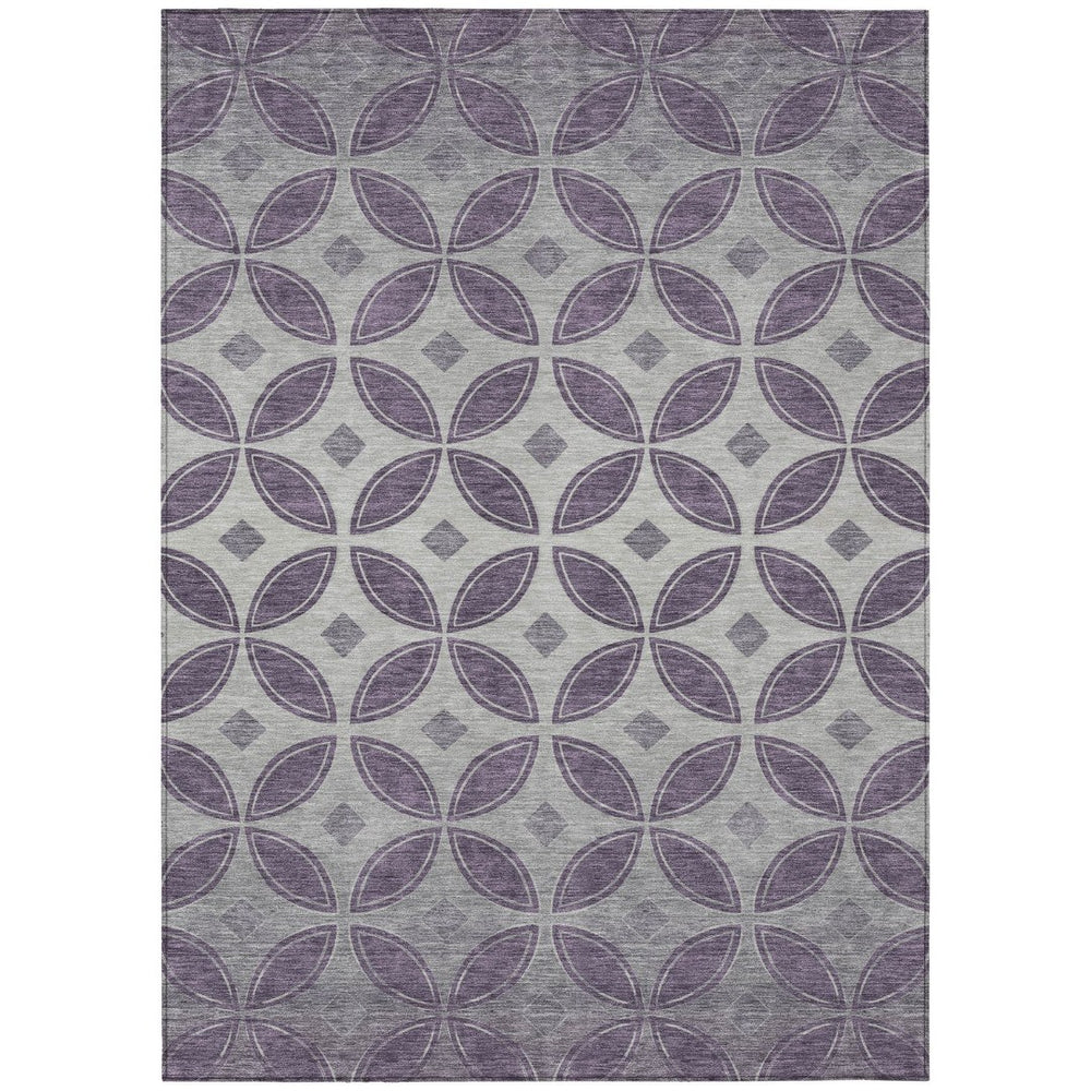 HomeRoots 5' Stylish Plum and Ivory Geometric Area Rug – Washable, Durable, Indoor/Outdoor Comfort & Design 691471