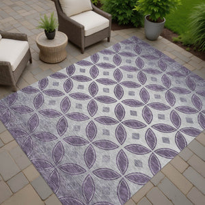 HomeRoots 5' Stylish Plum and Ivory Geometric Area Rug – Washable, Durable, Indoor/Outdoor Comfort & Design 691471