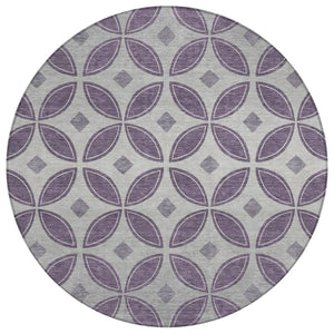 HomeRoots 8' Plum and Ivory Geometric Washable Area Rug - Durable, Stylish, Indoor/Outdoor Solution for High-Traffic Spaces 691472