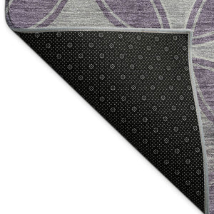 HomeRoots 8' Plum and Ivory Geometric Washable Area Rug - Durable, Stylish, Indoor/Outdoor Solution for High-Traffic Spaces 691472