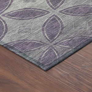 HomeRoots 8' Plum and Ivory Geometric Washable Area Rug - Durable, Stylish, Indoor/Outdoor Solution for High-Traffic Spaces 691472