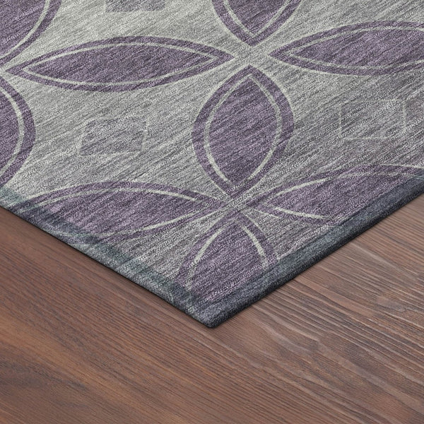 HomeRoots 8' Plum and Ivory Geometric Washable Area Rug - Durable, Stylish, Indoor/Outdoor Solution for High-Traffic Spaces 691472
