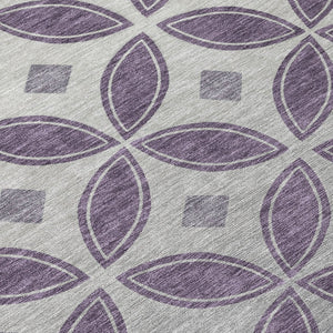HomeRoots 8' Plum and Ivory Geometric Washable Area Rug - Durable, Stylish, Indoor/Outdoor Solution for High-Traffic Spaces 691472