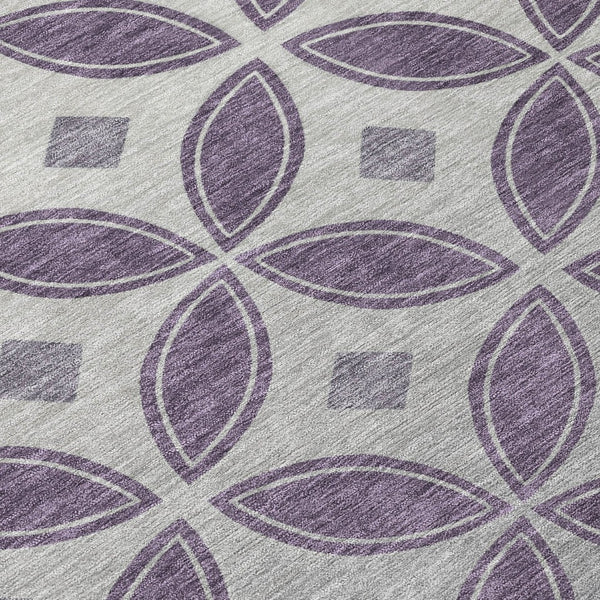 HomeRoots 8' Plum and Ivory Geometric Washable Area Rug - Durable, Stylish, Indoor/Outdoor Solution for High-Traffic Spaces 691472