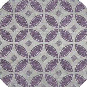 HomeRoots 8' Plum and Ivory Geometric Washable Area Rug - Durable, Stylish, Indoor/Outdoor Solution for High-Traffic Spaces 691472