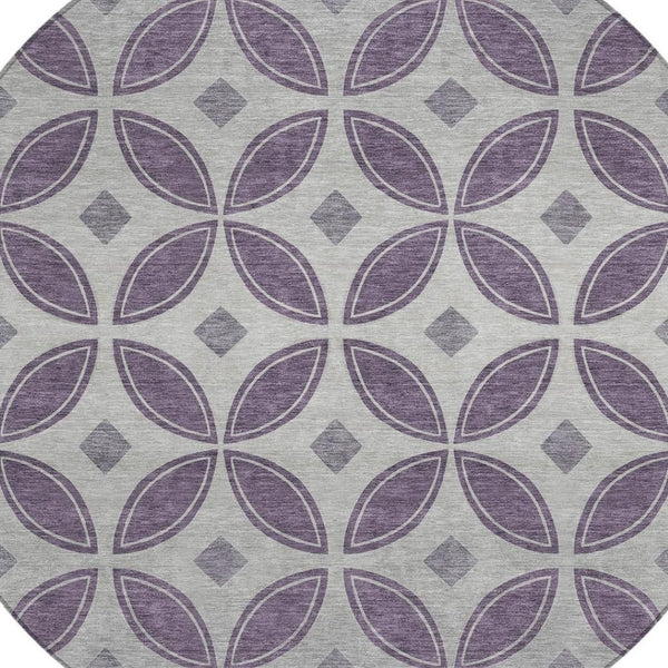 HomeRoots 8' Plum and Ivory Geometric Washable Area Rug - Durable, Stylish, Indoor/Outdoor Solution for High-Traffic Spaces 691472