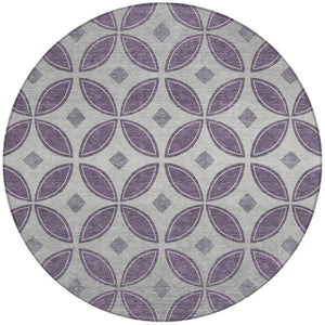 HomeRoots 8' Plum and Ivory Geometric Washable Area Rug - Durable, Stylish, Indoor/Outdoor Solution for High-Traffic Spaces 691472