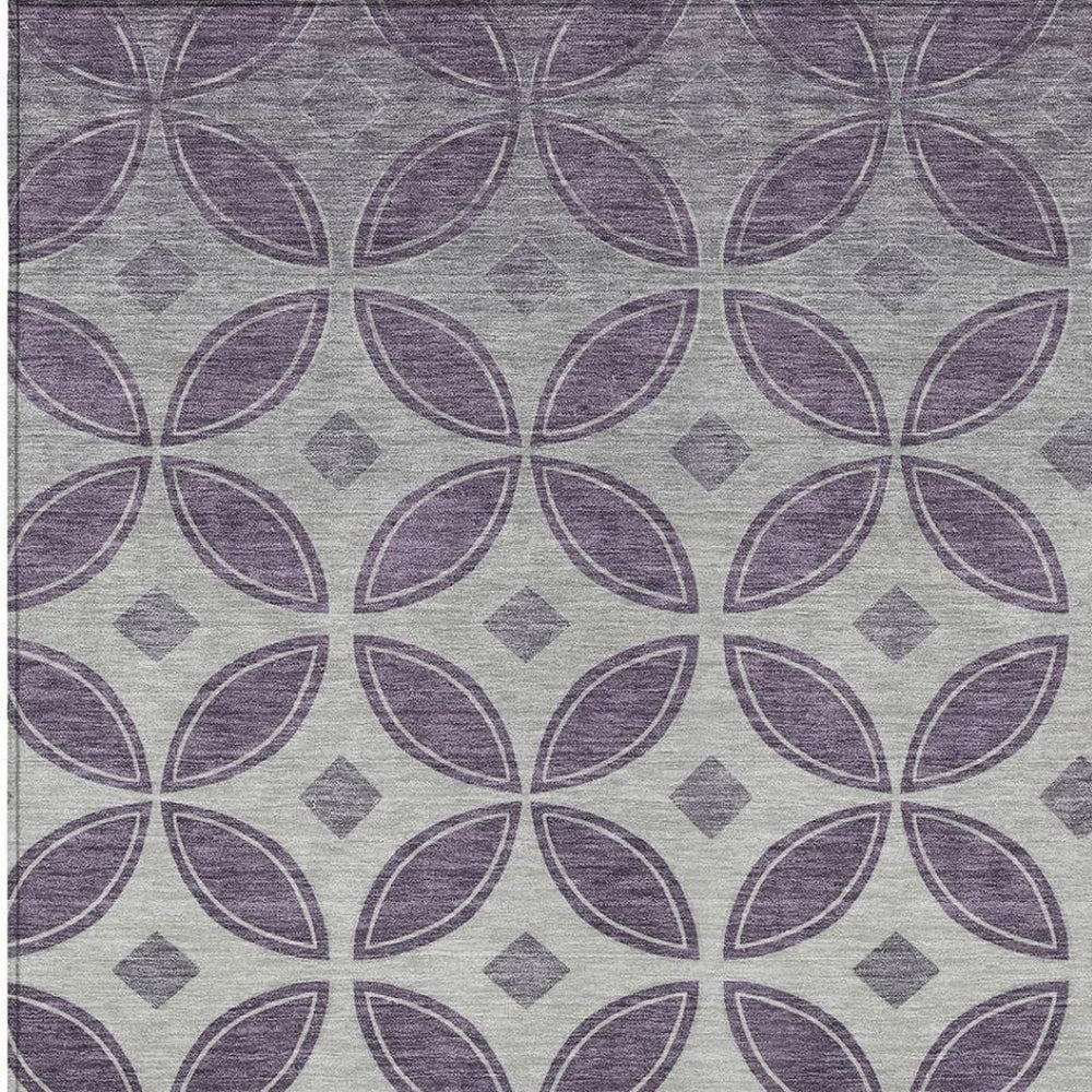 HomeRoots 9' X 12' Geometric Area Rug in Plum and Ivory - Stylish, Washable, Indoor/Outdoor, Stain-Resistant 691474