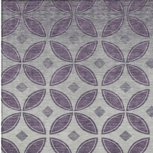 HomeRoots 9' X 12' Geometric Area Rug in Plum and Ivory - Stylish, Washable, Indoor/Outdoor, Stain-Resistant 691474