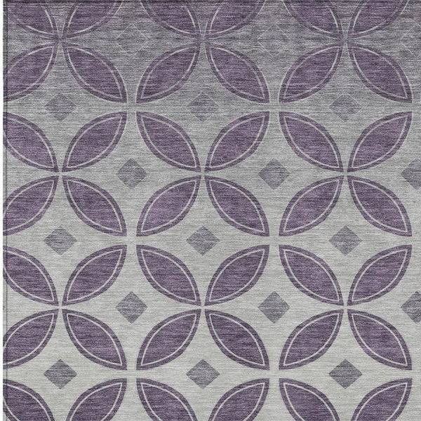 HomeRoots 9' X 12' Geometric Area Rug in Plum and Ivory - Stylish, Washable, Indoor/Outdoor, Stain-Resistant 691474