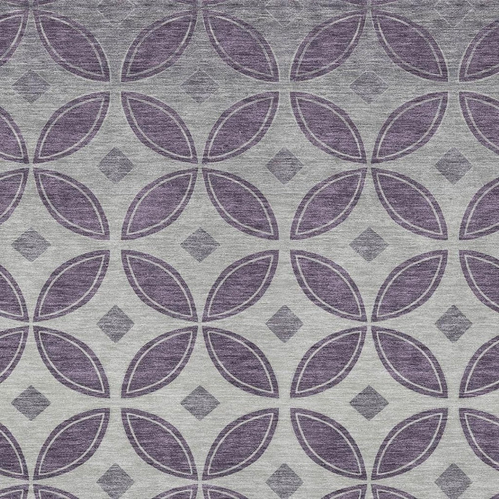 HomeRoots 10' Geometric Washable Area Rug in Plum & Ivory – Durable, Stylish, Indoor/Outdoor Perfect Accent! 691475
