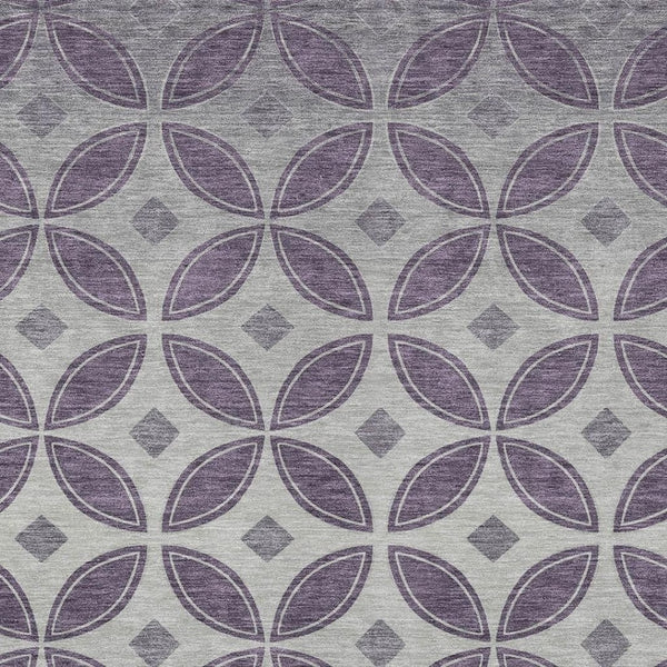 HomeRoots 10' Geometric Washable Area Rug in Plum & Ivory – Durable, Stylish, Indoor/Outdoor Perfect Accent! 691475