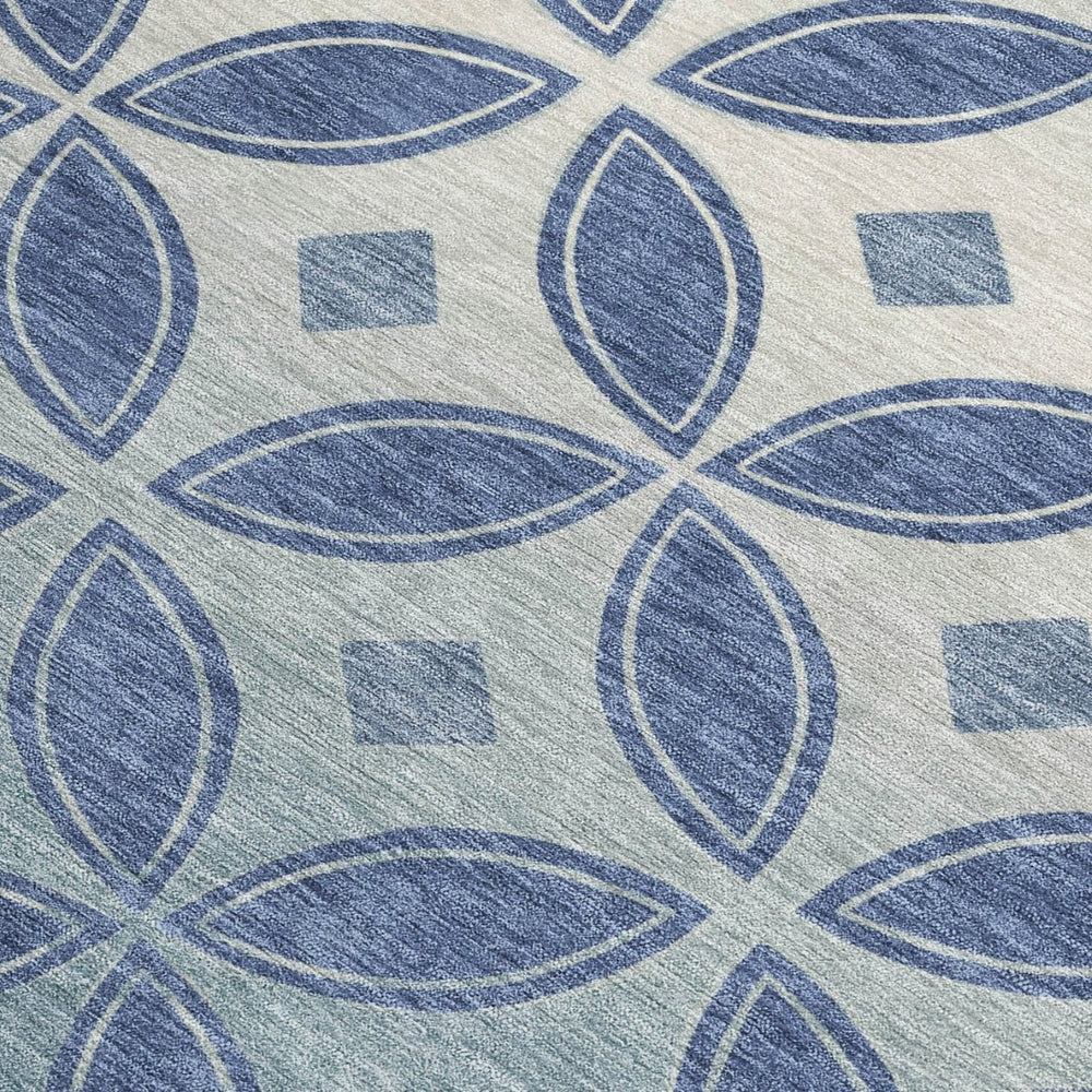 HomeRoots 9' X 12' Teal Blue Geometric Indoor-Outdoor Area Rug - Stylish, Washable, Durable for High-Traffic Use 691480