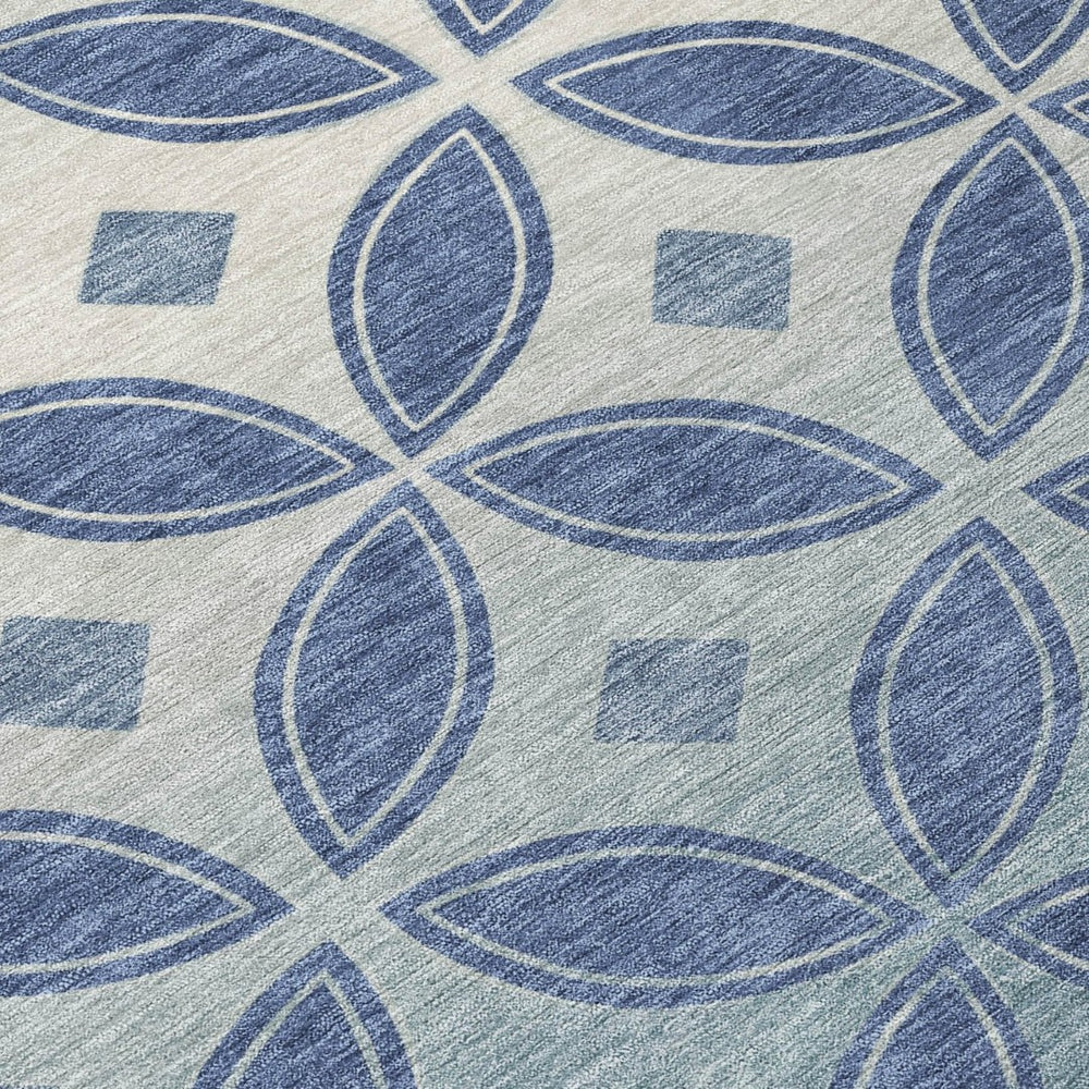 HomeRoots 9' X 12' Teal Blue Geometric Indoor-Outdoor Area Rug - Stylish, Washable, Durable for High-Traffic Use 691480
