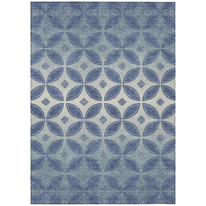 HomeRoots 10' X 14' Durable Teal Blue & Ivory Geometric Area Rug – Washable Indoor/Outdoor Style for Any Space 691481