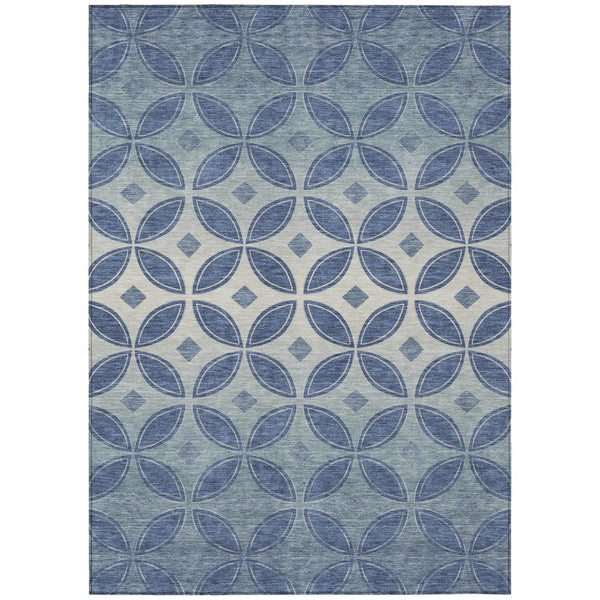 HomeRoots 10' X 14' Durable Teal Blue & Ivory Geometric Area Rug – Washable Indoor/Outdoor Style for Any Space 691481