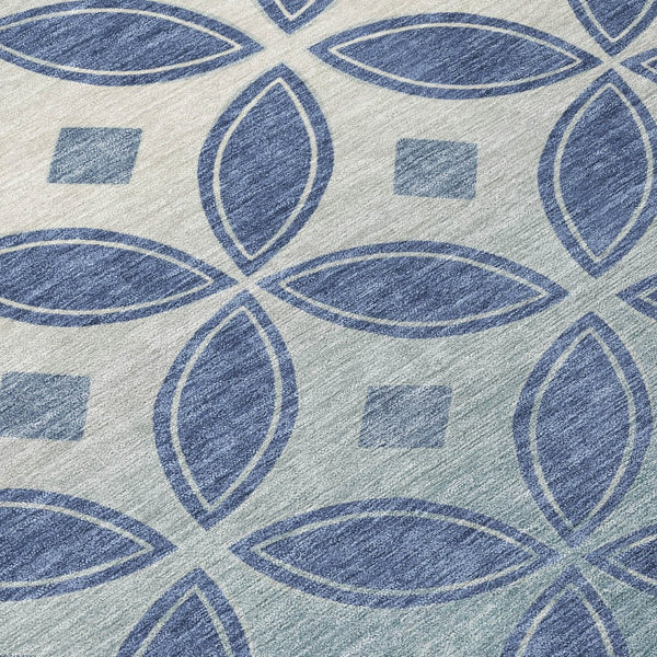 HomeRoots 10' X 14' Durable Teal Blue & Ivory Geometric Area Rug – Washable Indoor/Outdoor Style for Any Space 691481