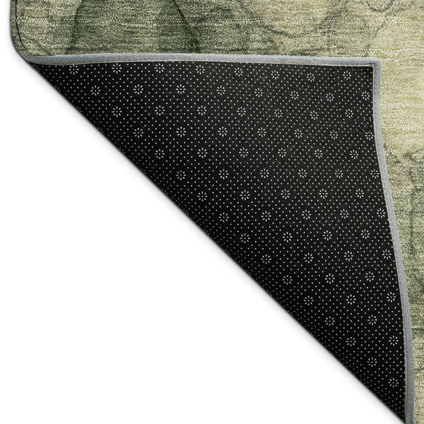 HomeRoots 5' Indoor Outdoor Area Rug in Artichoke Green & Wheat - Modern Abstract Design, Washable & Durable 691483