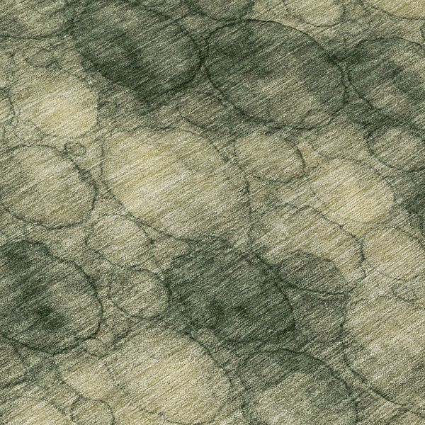 HomeRoots 8' Abstract Round Area Rug in Artichoke Green & Wheat – Washable, Durable & Stylish for Indoor/Outdoor Use 691484