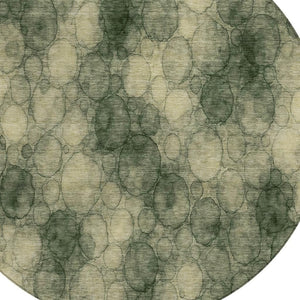 HomeRoots 8' Abstract Round Area Rug in Artichoke Green & Wheat – Washable, Durable & Stylish for Indoor/Outdoor Use 691484