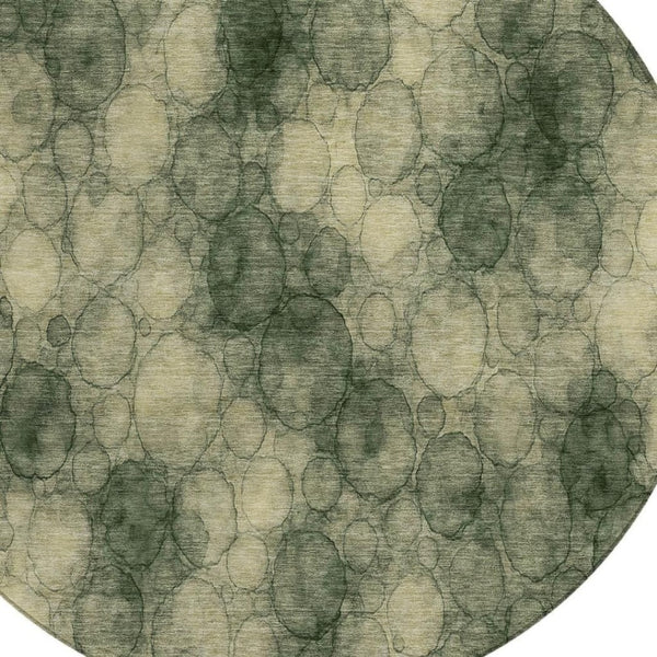 HomeRoots 8' Abstract Round Area Rug in Artichoke Green & Wheat – Washable, Durable & Stylish for Indoor/Outdoor Use 691484