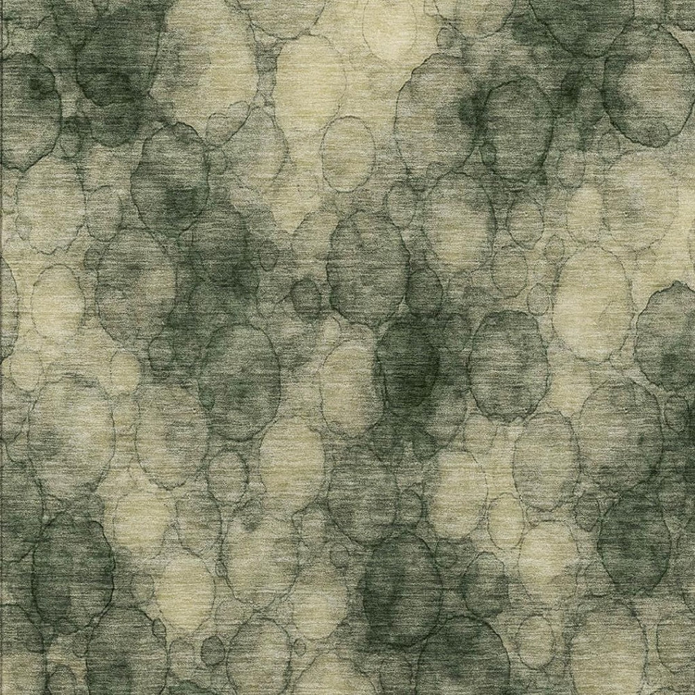 HomeRoots 8' X 10' Artichoke Green & Wheat Abstract Washable Area Rug - Stylish, Durable for Indoor & Outdoor Use 691485