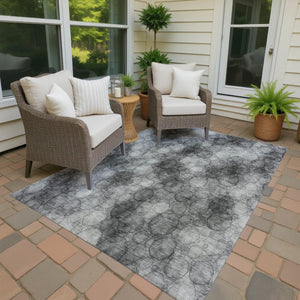 HomeRoots 10' Versatile Ivory Gray & Black Abstract Washable Area Rug for Indoor/Outdoor Living Spaces 691493
