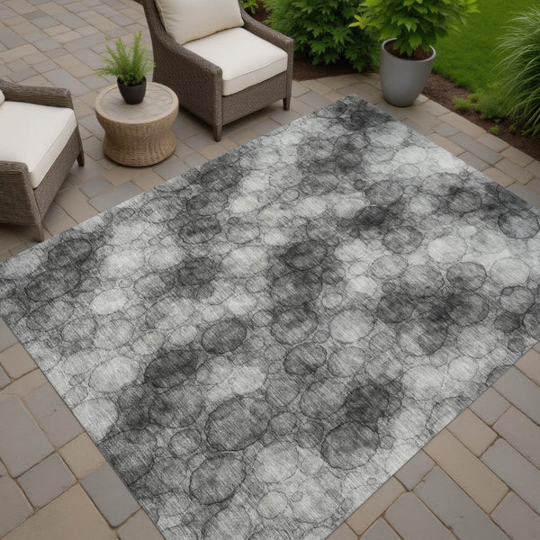 HomeRoots 10' Versatile Ivory Gray & Black Abstract Washable Area Rug for Indoor/Outdoor Living Spaces 691493