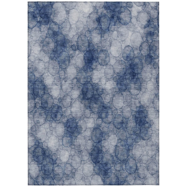 HomeRoots 8' X 10' Navy Blue Abstract Area Rug - Washable, Durable, Chic for Indoor & Outdoor Spaces, Easy Care! 691497