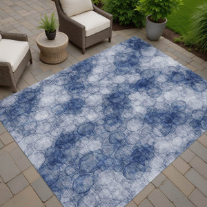 HomeRoots 8' X 10' Navy Blue Abstract Area Rug - Washable, Durable, Chic for Indoor & Outdoor Spaces, Easy Care! 691497