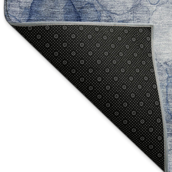 HomeRoots 9' Navy Blue & Ivory Abstract Washable Area Rug – Stylish Indoor/Outdoor Design for High-Traffic Spaces 691498