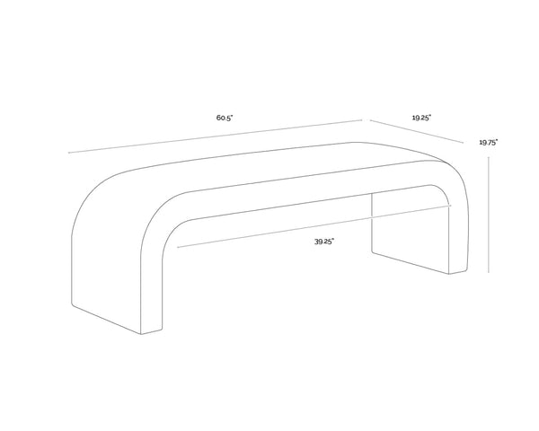 Sunpan NAHARA Bench - Stylish Arch-Shaped Seating in Bergen Olive for Modern Living Spaces and Entryways Green 112509