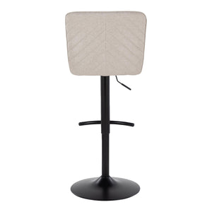 English Elm Henry Adjustable Barstool Set Of 2 - Swivel With Black Metal Base & Beige Chevron-Tufted Fabric B202S00935