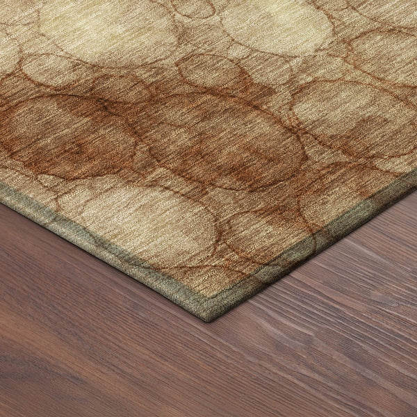 HomeRoots 8' Round Abstract Washable Area Rug in Rust & Orange - Stylish Indoor/Outdoor Décor for Any Space 691502